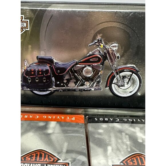 Harley-Davidson 2 Deck Playing Cards Set in Motorcycle Tin | Orange & Black - Picture 8 of 10